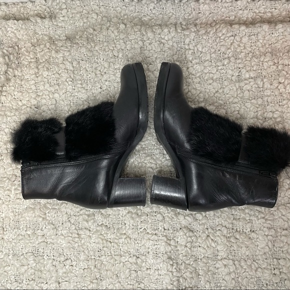 LUCA Grossi Handmade Made in Italy Leather Chunky Heeled Furry Buckle Boots 5 - Picture 7 of 9